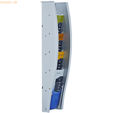 Styro Wandprospekthalter styrodisplay 1/3 A4 Kunststoff 4 Fächer licht Styro Wandprospekthalter styrodisplay 1/3 A4 Kunststoff 4 Fächer licht von Styro