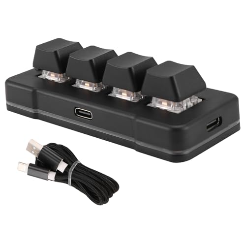 Suanzua MK424U 4-Tasten-Mini-Angepasste Tastatur mit Mechanischem Blauem Schalter, USB-Anschluss für Büro, Spiele, Multimedia, Schwarz Suanzua MK424U 4-Tasten-Mini-Angepasste Tastatur mit Mechanischem Blauem Schalter, USB-Anschluss für Büro, Spiele, Multimedia, Schwarz von Suanzua