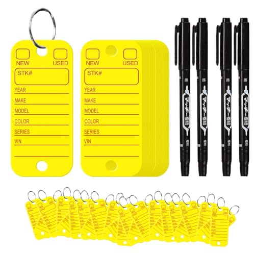 Suanzua PVC-Anhänger mit Etiketten und Ringen, Autoschlüsselanhänger Zur Organisation, Identifikation und Gepäckanhänger mit Markierungen, 500 Stück, Gelb Suanzua PVC-Anhänger mit Etiketten und Ringen, Autoschlüsselanhänger Zur Organisation, Identifikation und Gepäckanhänger mit Markierungen, 500 Stück, Gelb von Suanzua