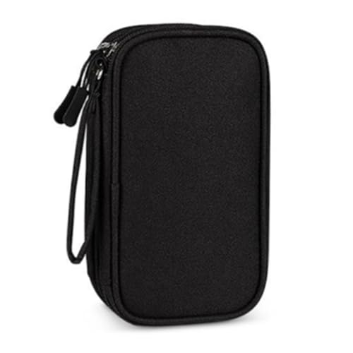 Suanzua Tragbare Doppelstöckige Aufbewahrungstasche für Digitale Produkte - -Organizer für USB-Kabel, Headsets und Zubehör Schwarz von Suanzua