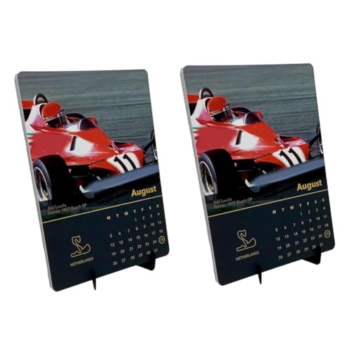 Suanzua Tragbarer 2-teiliger Monats-Wandkalender 2024 Formel-Auto-Kalender mit Bildern von Autos für Tischkalender von Suanzua