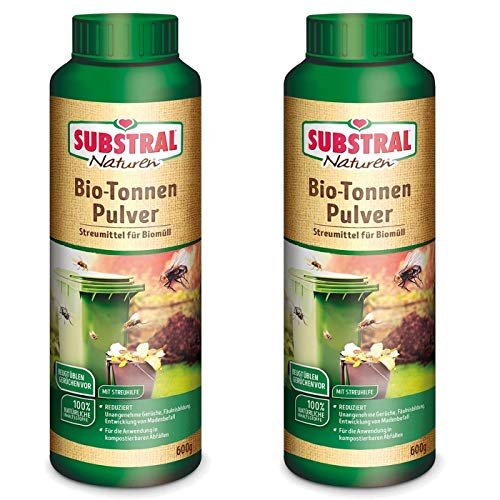 Substral Naturen Bio-Tonnen Pulver gegen Gerüche & Madenbefall, Insektizidfrei, 2 x 600 g + Zeckenzange mit Lupe von Substral-Naturen