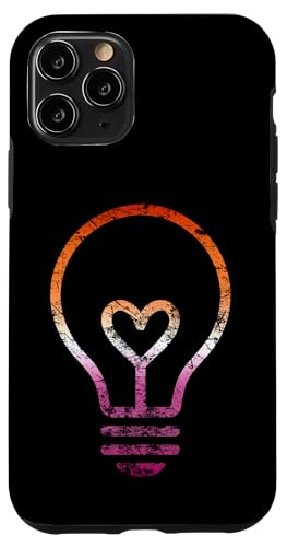 Dezente Lesben-Flagge, Herz, Glühbirne, Vintage Hülle für iPhone 11 Pro von Subtle Lesbian Lightbulb Gifts Apparel