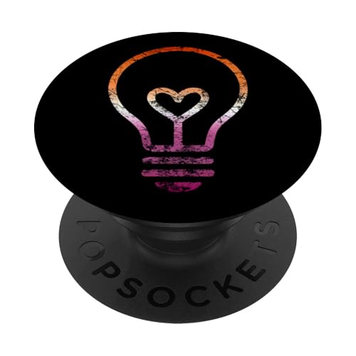 Dezente Lesben-Flagge, Herz, Glühbirne, Vintage PopSockets Klebender PopGrip Dezente Lesben-Flagge, Herz, Glühbirne, Vintage PopSockets Klebender PopGrip von Subtle Lesbian Lightbulb Gifts Apparel