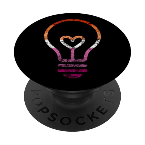 Dezente Lesben-Flagge, Herz, Glühbirne, Vintage PopSockets Klebender PopGrip Dezente Lesben-Flagge, Herz, Glühbirne, Vintage PopSockets Klebender PopGrip von Subtle Lesbian Lightbulb Gifts Apparel