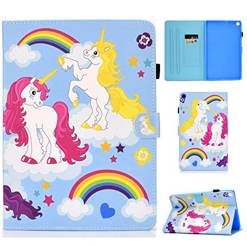 Succtop Galaxy Tab S5e Hülle Brieftasche Folio Flip Stand Tasche Stand Tablet Schutzhülle mit Stifthalter und Auto Schlaf/Wach Funktion für Samsung Galaxy Tab S5e SM-T720/SM-T725 Regenbogen-Einhorn von Succtop