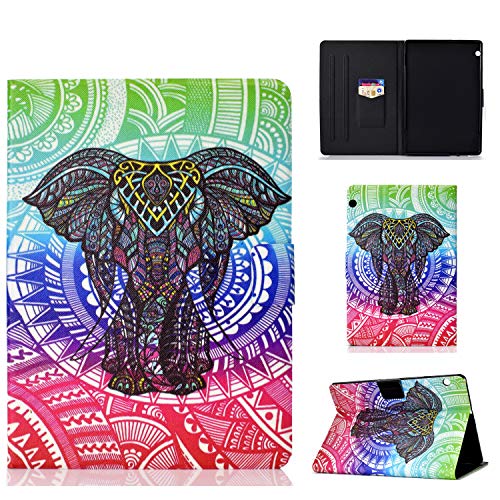 Succtop Huawei Mediapad T5 10 Hülle Flip Brieftasche Tasche Magnetschnalle Multifunktions Tablett Schutzhülle mit Stifthalter und Stand Funktion für Huawei Mediapad T5 10 10,1 Zoll 2018 - Elefant von Succtop