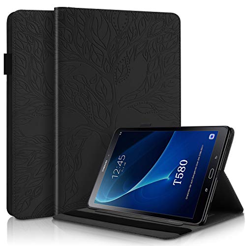 Succtop Hülle Samsung Galaxy Tab A Schutzhülle PU Leder Taschehülle Flip Brieftasche Stand Tablet Hülle mit Kartenschlitz Stifthalter für Galaxy Tab A 2016 10.1 Zoll SM-T580 / SM-T585 Schwarz von Succtop