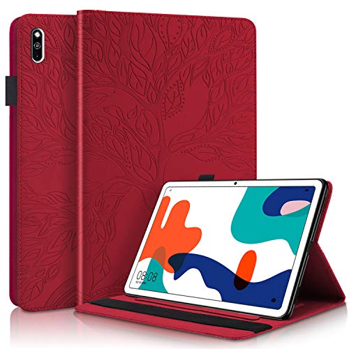 Succtop Hülle für Huawei Matepad 10.4 Zoll 2020&2022, PU Leder Folio Ultra Dünnes Schutzhülle Pencil Halter Kartenschlitz Case Cover Tablette Hülle Huawei Matepad 10.4" BAH3-AL00/ BAH3-W09, Rot von Succtop