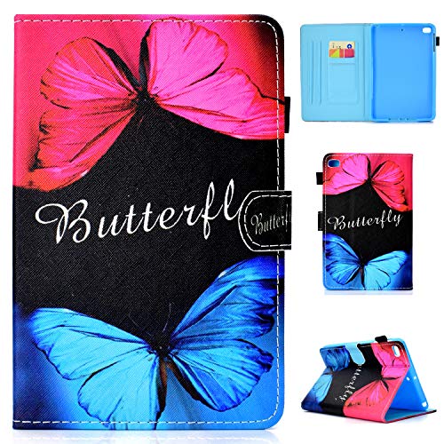 Succtop Kompatibel mit Hülle für Mini 5/4/3/2/1, PU Leder Brieftasche Cover Case Mini 3 Mini 2 Auto Schla/f/Wach Schutzhülle für Mini 5 Mini 4,Rot Blau Schmetterling von Succtop