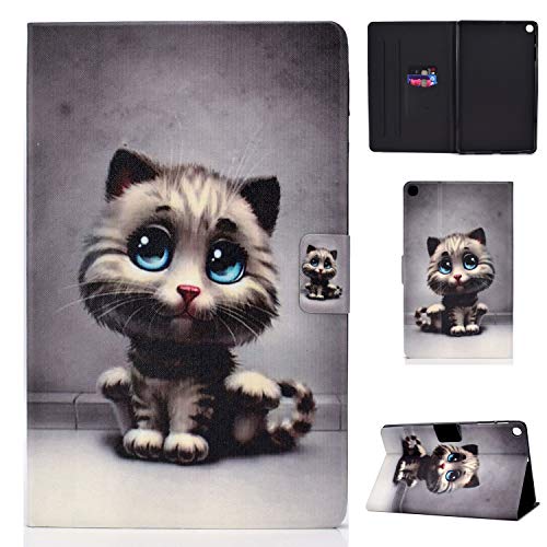 Succtop Samsung Tab A 10.1 Zoll 2019 Hülle PU Leder Flip Stand Tablet Schutzhülle mit Anti-Rutsch Gürtel und Kartenschlitz für Samsung Galaxy Tab A 2019 10.1" SM-T510 SM-T515 Haustier Katze von Succtop