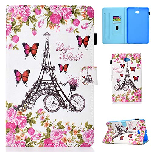Succtop Samsung Tab A6 Hülle PU Leder Flip Brieftasche Stand Tablet Schutzhülle mit Stifthalter und Auto Schlaf/Wach Funktion Für Samsung Galaxy Tab A 2016 10.1 Zoll SM-T580/T585 Blumenschmetterling von Succtop