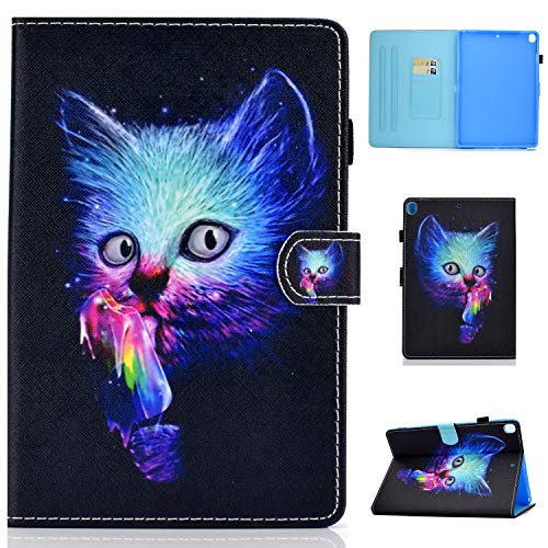 Succtop iPad 7/8 Generation 10,2 Zoll 2019/2020 Hülle iPad 10.2 2019/2020 PU-Leder Flip Schutzhülle mit Auto Schlaf/Wach und Stifthalter Cover iPad Pro 10,5"/iPad Air 3 Bunte Katze von Succtop