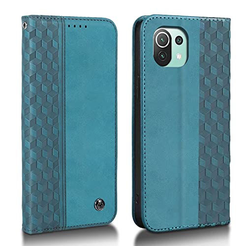 Succtopy Handyhülle Xiaomi 11 Lite 5G NE/Xiaomi Mi 11 Lite 4G/5G,PU Leder Hülle mit Kartenfächer und Standfunktion,Lederhülle Flip Wallet Case Schutzhülle für Xiaomi Mi 11 Lite 4G/5G /5G NE,Grün von Succtopy