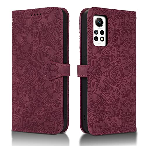 Succtopy Handyhülle Xiaomi Redmi Note 12 Pro 4G,PU Leder Hülle mit Kartenfächer und Standfunktion für Redmi Note 12 Pro 4G,Klapphülle Flip Wallet Cover Case Schutzhülle Redmi Note 12 Pro 4G,Rotwein von Succtopy