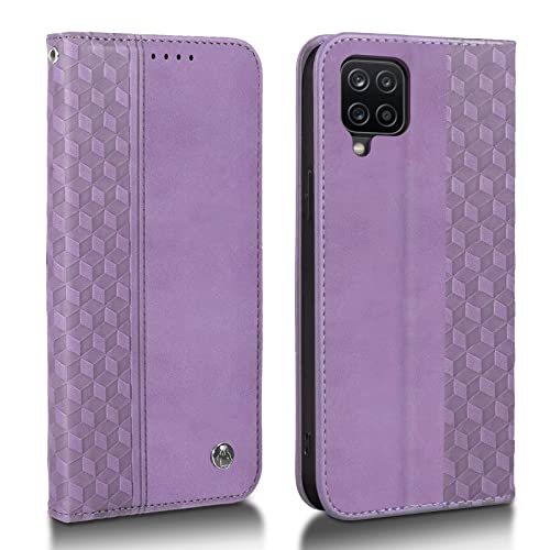 Succtopy Handyhülle für Galaxy A12 /M12 Hülle, Premium Leder Tasche Standfunktion Handy Klapphülle Galaxy A12, Kartenschlitzen Cover Samsung Galaxy A12/M12 Schutzhülle,Violett von Succtopy