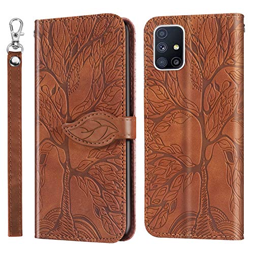 Succtopy Handyhülle für Galaxy A51, PU Leder Blattförmige Folio Flip Kartenpaket Schutzhülle Samsung Galaxy A51 Cover Case, Lanyard Hülle Samsung Handy A51/M40S 4G 6.5 Zoll 2020, Braun von Succtopy