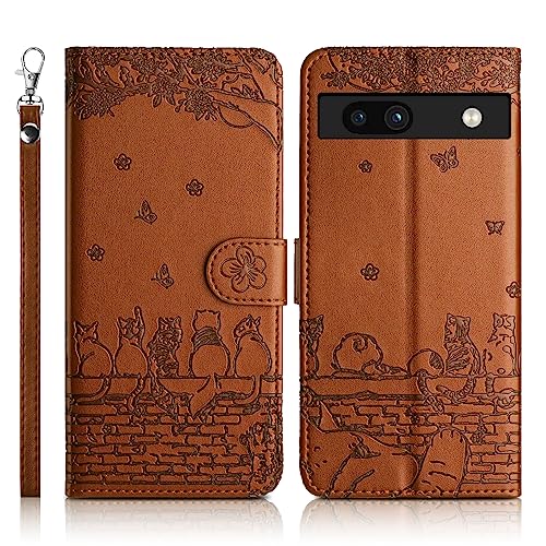 Succtopy Handyhülle für Google Pixel 7a Premium PU Lederhülle Klappbar Flip Case Tasche Magnet Kartenfach Standfunktion Schutzhülle Google Pixel 7a - Braun von Succtopy