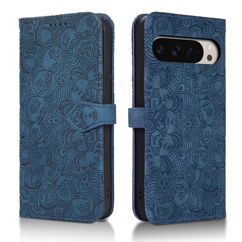 Succtopy Handyhülle für Google Pixel 9 Pro XL 5G - PU Leder Hülle mit Kartenfächer und Standfunktion - Schutzhülle Flip Wallet Cover Case - Blau von Succtopy