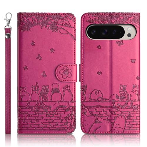 Succtopy Handyhülle für Google Pixel 9 Pro XL 5G Premium PU Lederhülle Google Pixel 9 Pro XL 5G Klappbar Flip Case Tasche Magnet Kartenfach Standfunktion Schutzhülle Google Pixel 9 Pro XL 5G Rosarot von Succtopy
