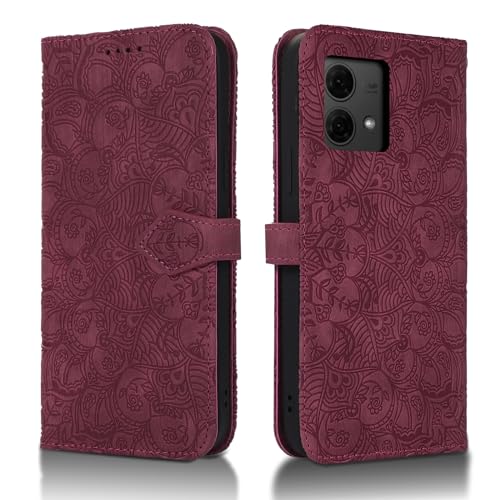 Succtopy Handyhülle für Motorola Moto G84 5G PU Leder Hülle mit Kartenfächer und Standfunktion für Motorola Moto G84 5G Klapphülle Flip Wallet Cover Case Schutzhülle Motorola Moto G84 5G Rotwein von Succtopy