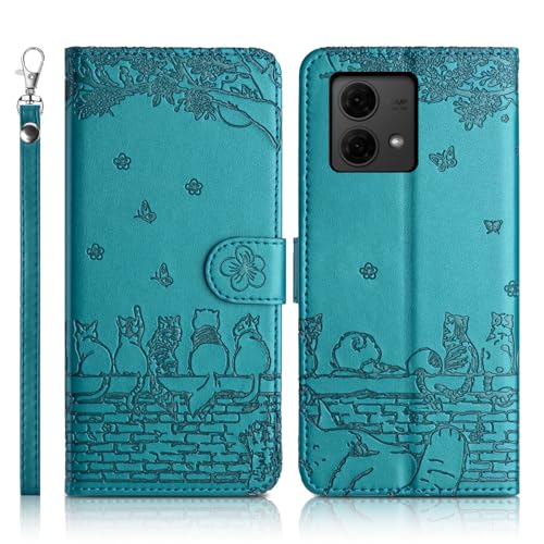 Succtopy Handyhülle für Motorola Moto g84 5G Premium PU Lederhülle Motorola Moto g84 5G Klappbar Flip Case Tasche Magnet Kartenfach Standfunktion Schutzhülle Motorola Moto g84 5G Blau von Succtopy