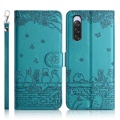 Succtopy Handyhülle für Sony Xperia 10 V 5G Premium PU Lederhülle Sony Xperia 10 V 5G Klappbar Flip Case Tasche Magnet Kartenfach Standfunktion Schutzhülle Sony Xperia 10 V 5G Blau von Succtopy