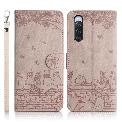 Succtopy Handyhülle für Sony Xperia 10 V 5G Premium PU Lederhülle Sony Xperia 10 V 5G Klappbar Flip Case Tasche Magnet Kartenfach Standfunktion Schutzhülle Sony Xperia 10 V 5G Grau von Succtopy