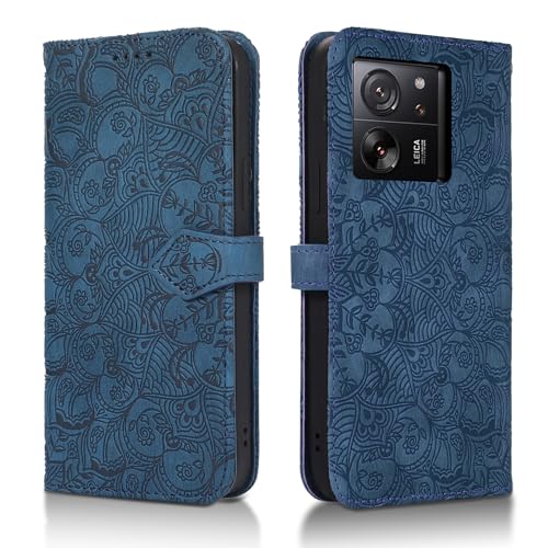 Succtopy Handyhülle für Xiaomi 13T Pro 5G PU Leder Hülle mit Kartenfächer und Standfunktion Xiaomi 13T Pro 5G Klapphülle Flip Wallet Cover Case Schutzhülle Xiaomi 13T Pro 5G Blau von Succtopy