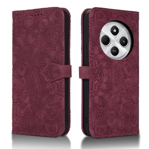Succtopy Handyhülle für Xiaomi Redmi 14C 4G PU Leder Hülle mit Kartenfächer und Standfunktion für Xiaomi Redmi 14C 4G Klapphülle Flip Wallet Cover Case Schutzhülle Xiaomi Redmi 14C 4G Rotwein von Succtopy
