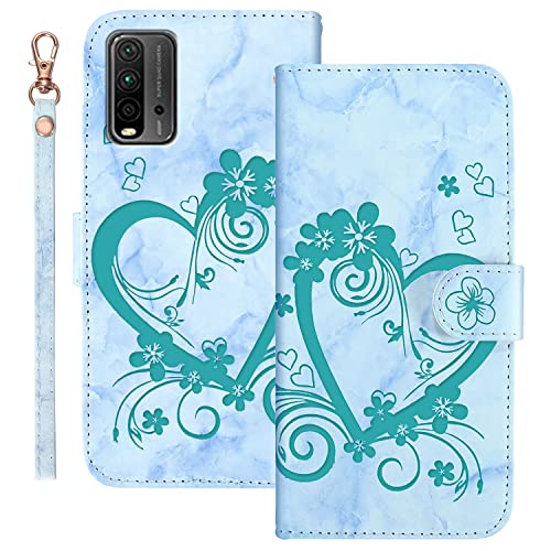 Succtopy Handyhülle für Xiaomi Redmi 9T Hülle, PU Leder Folio Flip Handy Schutzhülle Redmi 9T Magnetische Standfunktion Wallet Klappbar Cover Case mit Band Tasche Klapphülle Xiaomi Redmi 9t, Grün von Succtopy