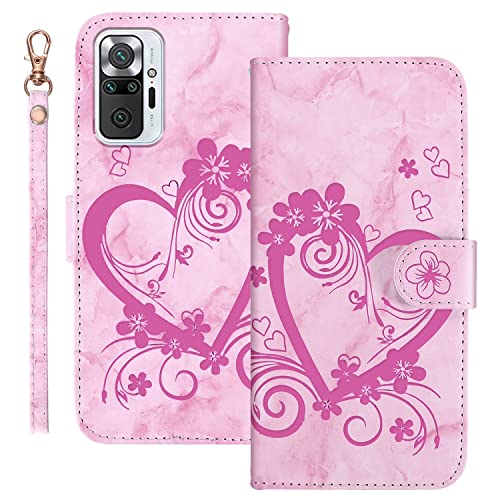 Succtopy Handyhülle für Xiaomi Redmi Note 10 Pro Hülle, PU Leder Folio Flip Handy Schutzhülle Redmi Note 10 pro Standfunktion Magnetische Cover Case Tasche Klapphülle Redmi Note 10 Pro, Rosa von Succtopy