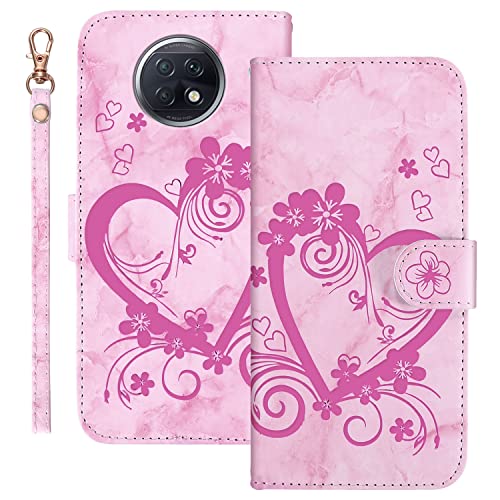 Succtopy Handyhülle für Xiaomi Redmi Note 9T Hülle, PU Leder Folio Flip Handy Schutzhülle Redmi Note 9T Standfunktion Cover Case mit Band Phone Hülle Klapphülle Redmi Note 9t Tasche, Rosa von Succtopy