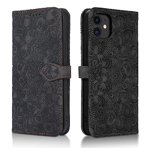 Succtopy Handyhülle für iPhone 11 6.1" PU Leder Hülle mit Kartenfächer und Standfunktion für iPhone 11 Klapphülle Flip Wallet Cover Case Schutzhülle iPhone 11 6.1 Zoll - Schwarz von Succtopy