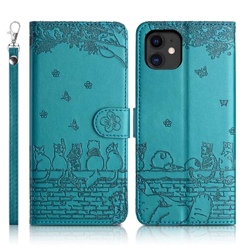 Succtopy Premium PU Lederhülle iPhone 11 6.1" Flip Case Tasche Magnet Kartenfach Standfunktion Schutzhülle iPhone 11 6.1 Zoll Blau von Succtopy