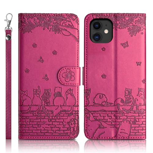 Succtopy Handyhülle für iPhone 11 6.1" Premium PU Lederhülle iPhone 11 6.1" Klappbar Flip Case Tasche Magnet Kartenfach Standfunktion Schutzhülle iPhone 11 6.1 Zoll Rosarot von Succtopy