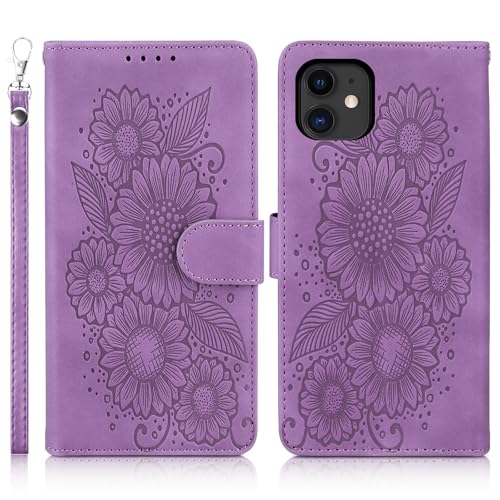 Succtopy PU Leder Hülle mit Standfunktion, Kartenschlitzen, Magnetverschluss für iPhone 11 6.1 Zoll Flip Schutzhülle Violett von Succtopy