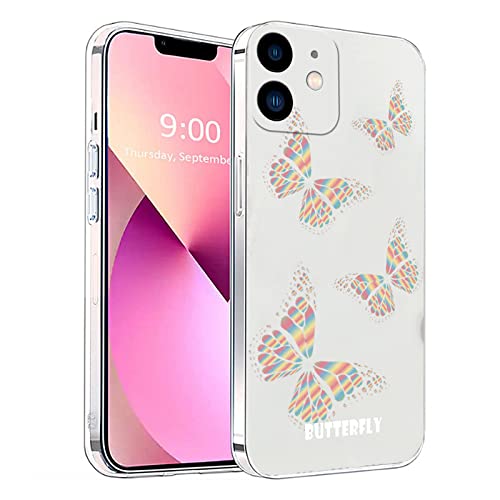 Succtopy Handyhülle für iPhone 12,Hülle TPU Weiche Schlank Schutzhülle Handytasche Case Handy Hülle für iPhone 12 6.1 Zoll(Bunter Schmetterling) von Succtopy