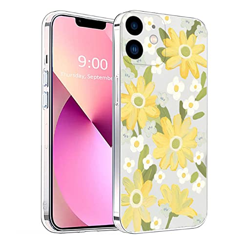 Succtopy Handyhülle für iPhone 12,Hülle TPU Weiche Schlank Schutzhülle Handytasche Case Handy Hülle für iPhone 12 6.1 Zoll(Gelbe Blume) von Succtopy