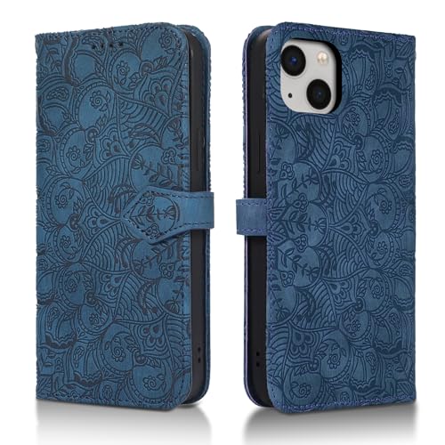 Succtopy Handyhülle für iPhone 13 6.1 Zoll PU Leder Hülle mit Kartenfächer und Standfunktion für iPhone 13 6.1 Zoll Klapphülle Flip Wallet Cover Case Schutzhülle iPhone 13 6.1 Zoll Blau von Succtopy