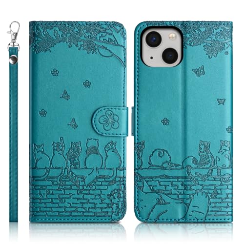Succtopy Handyhülle für iPhone 13 6.1 Zoll Premium PU Lederhülle iPhone 13 6.1 Zoll Klappbar Flip Case Tasche Magnet Kartenfach Standfunktion Schutzhülle iPhone 13 6.1 Zoll Blau von Succtopy