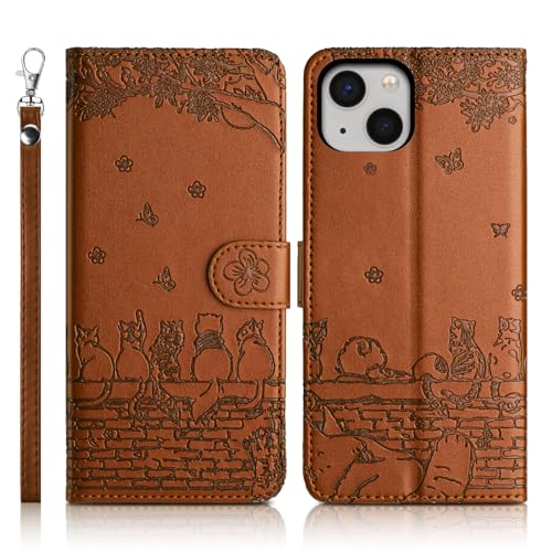 Succtopy Handyhülle für iPhone 13 Premium PU Lederhülle 6.1 Zoll Klappbar Flip Case Tasche Magnet Kartenfach Standfunktion Schutzhülle Braun von Succtopy