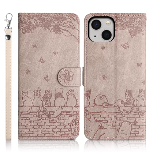 Succtopy Handyhülle für iPhone 13 6.1 Zoll - Premium PU Lederhülle Klappbar Flip Case Tasche Mit Magnet, Kartenfach, Standfunktion - Schutzhülle Grau von Succtopy