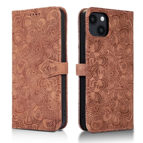 Succtopy Handyhülle für iPhone 14 6.1 Zoll - PU Leder Klapphülle mit Kartenfächer und Standfunktion - Flip Wallet Cover Case Schutzhülle - Braun von Succtopy