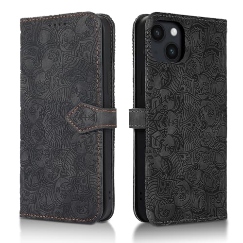 Succtopy Handyhülle für iPhone 14 6.1 Zoll PU Leder Hülle mit Kartenfächer und Standfunktion für iPhone 14 6.1 Zoll Klapphülle Flip Wallet Cover Case Schutzhülle iPhone 14 6.1 Zoll Schwarz von Succtopy