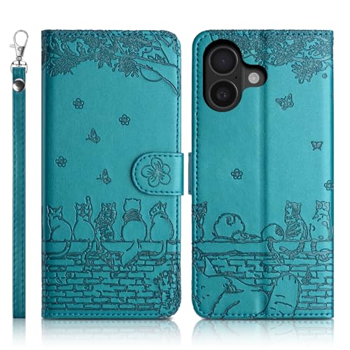 Succtopy Handyhülle für iPhone 16 5G Premium PU Lederhülle für iPhone 16 5G Klappbar Flip Case Tasche Magnet Kartenfach Standfunktion Schutzhülle Blau von Succtopy