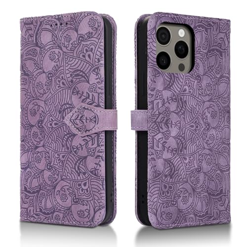 Succtopy Handyhülle für iPhone 16 Pro Max 5G PU Leder Hülle mit Kartenfächer und Standfunktion für iPhone 16 Pro Max 5G Klapphülle Flip Wallet Cover Case Schutzhülle Violett von Succtopy