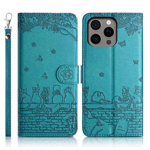 Succtopy Handyhülle für iPhone 16 Pro Max 5G Premium PU Lederhülle für iPhone 16 Pro Max 5G Klappbar Flip Case Tasche Magnet Kartenfach Standfunktion Schutzhülle Blau von Succtopy