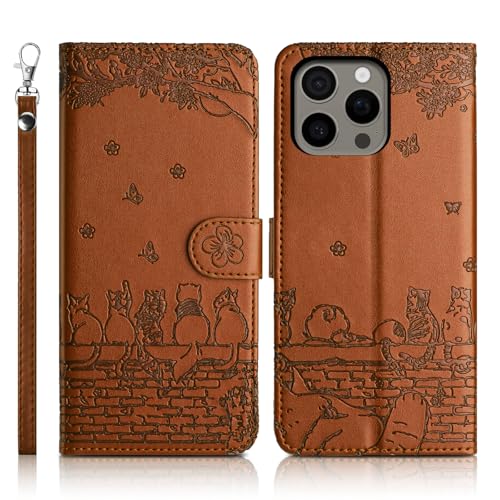 Succtopy Handyhülle für iPhone 16 Pro Max 5G Premium PU Lederhülle für iPhone 16 Pro Max 5G Klappbar Flip Case Tasche Magnet Kartenfach Standfunktion Schutzhülle Braun von Succtopy
