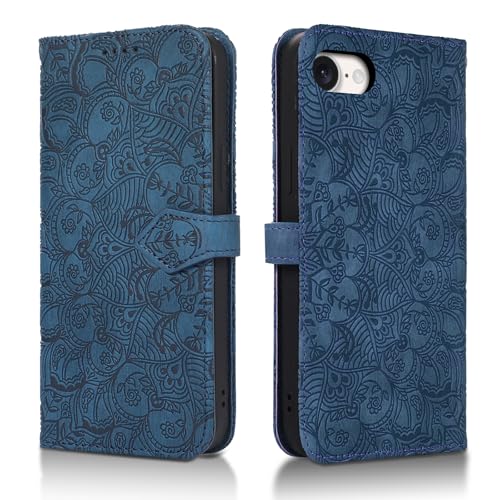 Succtopy Handyhülle für iPhone 16e 5G Premium PU Leder Klapphülle [Standfunktion] [Kartenschlitzen] [Magnetverschluss] kompatibel mit iPhone 16e 5G Schutzhülle Blau von Succtopy